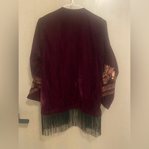 SOLD! Embroidered velvet jacket with tassels small nwot - Picture 5 of 5
